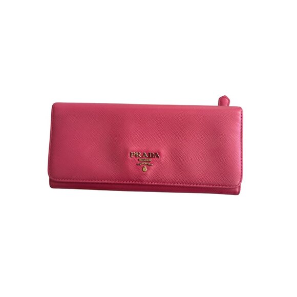 PRADA Pink Geranio Saffiano Leather Clutch Long Wallet - Picture 1 of 8
